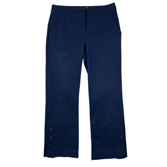 Trina Turk Ore Cropped Boot Pants  Size 2  Navy Mid-Rise Kick Flare Leg - Picture 2 of 16